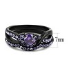 Slickblue Women's Amethyst CZ Ring, Ion Plated Stainless Steel, Modern Wedding Band, Black, Size 5-10 - 2 of 4