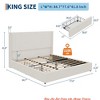 Queen/King Size Bed Frame w/ Storage Drawers, Corduroy Upholstered Platform Bed w/ Wingback and Tufted Headboard - 2 of 4