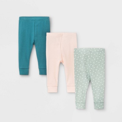 Baby Girls' 3pk Sweet Woodland Pull-On Pants - Cloud Island™ Light Pink 0-3M