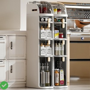 3/4 Tiers Slim Bathroom Storage Cabinet Waterproof Narrow Floor Bathroom Cabinet w/Wheels & Toilet Paper Holder - 1 of 4