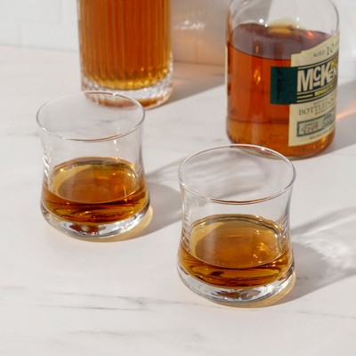 Clear Curved Glass Bourbon Tasting Tumblers, 10 oz, Set of 4