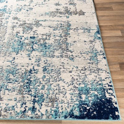 Livabliss 5'3" Round Blue and Gray Polypropylene Rug