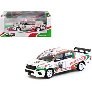 Toyota Hilux Pickup Truck RHD #18 White with Red and Green Graphics "Hobby64" Series 1/64 Diecast Model Car by Tarmac Works - 1 of 4