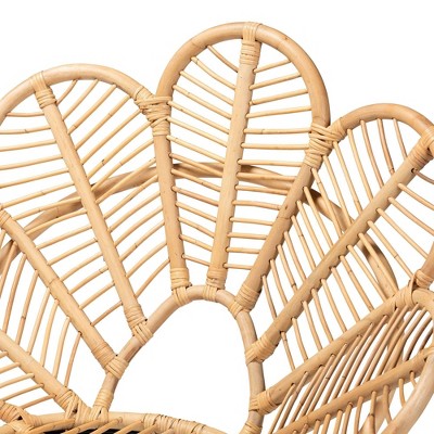 Natural Rattan and Black Metal Hairpin Leg Accent Chair