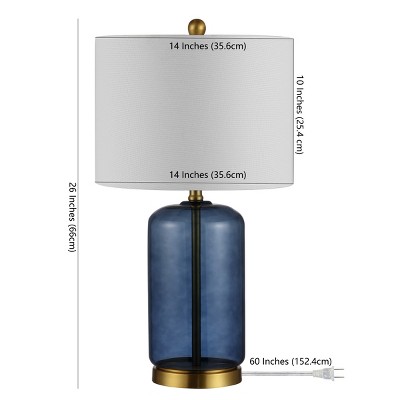 Novah Blue Glass 26-inch Table Lamp with White Drum Shade