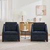 Modern Chenille Fabric Upholstered Side Chairs,Accent Lounge Chair With Wood Frame,Wooden Lounge Armrests Chair-Coolbibila - 3 of 4
