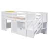 NicBex Twin Size Loft Bed Low Design Wooden Bed Frame with Drawer, Shelf, Storage Stair and Full Length Guardrail, No Box Spring Required - 3 of 4