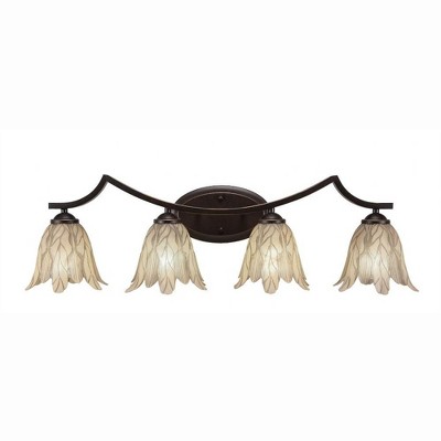 Toltec Lighting Zilo 4 - Light Vanity in  Dark Granite with 7" Vanilla Leaf Shade