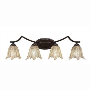 Toltec Lighting Zilo 4 - Light Vanity in  Dark Granite with 7" Vanilla Leaf Shade - 1 of 1