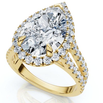 Pompeii3 Certified 3 3/4Ct Pear Shape Diamond Engagement Ring 14k Gold or Pt Lab Created