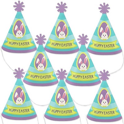 Big Dot of Happiness Hippity Hoppity - Mini Cone Easter Bunny Party Hats - Small Little Party Hats - Set of 8