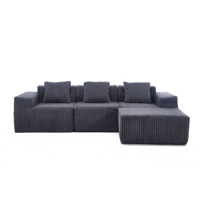 PAGED Modular Sectional Sofa, L-Shape Upholstered Cloud Couch with Deep Seats & High-Elasticity Sponge for Living Room, Home Office