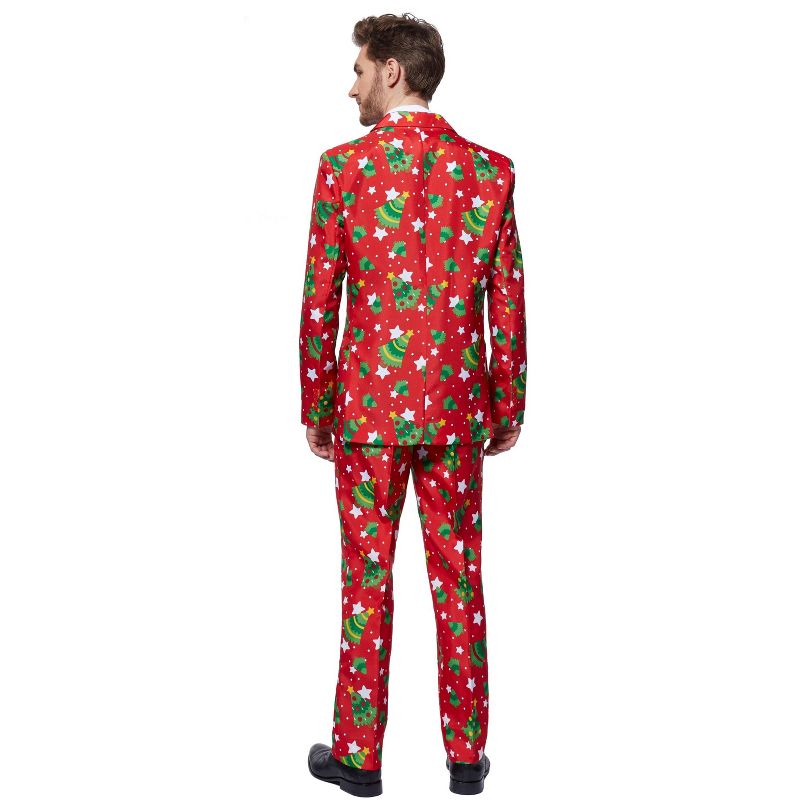 Suitmeister Men's Christmas Suit - Christmas Trees Stars Red, 2 of 6