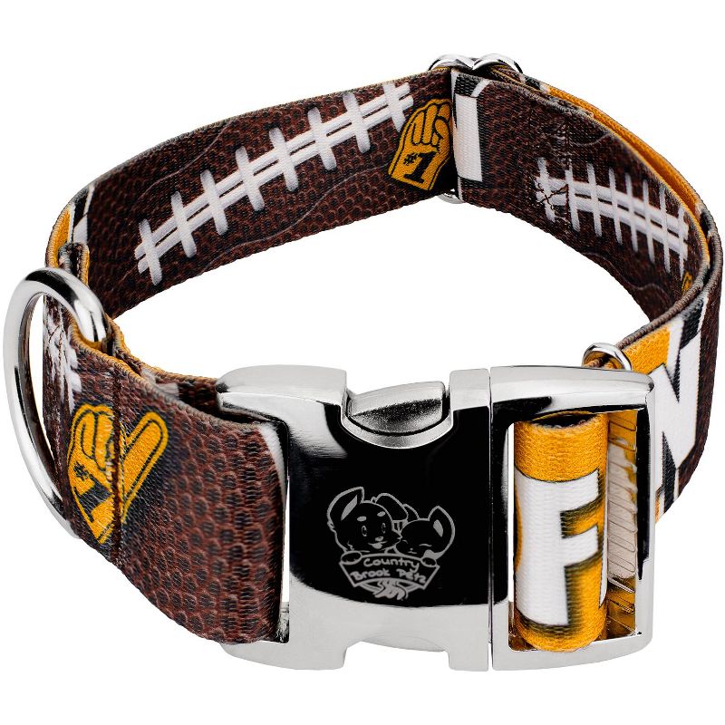 Country Brook Petz 1 1/2 Inch Premium Black and Gold Football Fan Dog Collar Limited Edition, 1 of 5