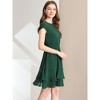 Allegra K Women's Work Ruffle Hem Cap Sleeve High Waist A-Line Layered Midi Dress - 4 of 4