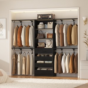 Besiost 8FT Closet Organizer System with 4 Wooden Drawers & Hanging Rods - 1 of 4