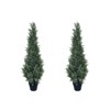 Set of 2 Potted Fake Cypress Trees Faux Cedar Pines Evergreen Plants for Indoor&Outdoors - 2 of 4