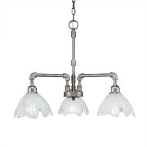 Toltec Lighting Vintage 3 - Light Chandelier in  Aged Silver with 7" Gold Ice Shade - 1 of 1