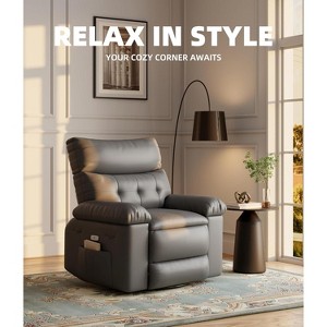 Faux PU Leather Manual Recliner Chair with Extra Plush 1.5X Sponge Comfort Arm and Back, Spacious Lazy Chair - 1 of 4