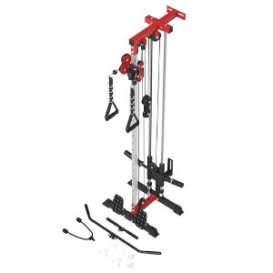 ER KANG Cable Station Wall Mount, Cable Machine with Dual Pulley System, LAT Pull-Down & LAT Row LAT Tower, Home Gym Cable Crossover(Red) - 1 of 4