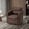 Eulalia 28.74''Wooden Upholstery Wide Genuine Leather Swivel Chair with Swivel Metal Base and  Squared Arms | ARTFUL LIVING DESIGN - 2 of 4