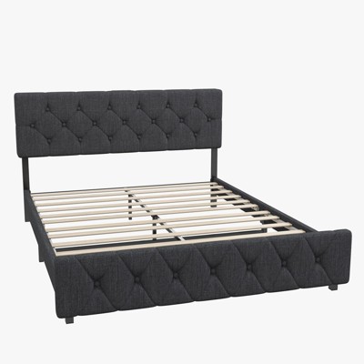 TROPOW Queen Size Bed Frame ¨C Dark Gray Platform Bed with USB Ports & Adjustable Headboard, No Box Spring Needed (1-Pack)