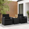 Tangkula 3 Piece Patio Furniture Set, Rattan Conversation Set w/Soft Seat & Back Cushions, Tempered Glass Topped Coffee Table Black - 4 of 4