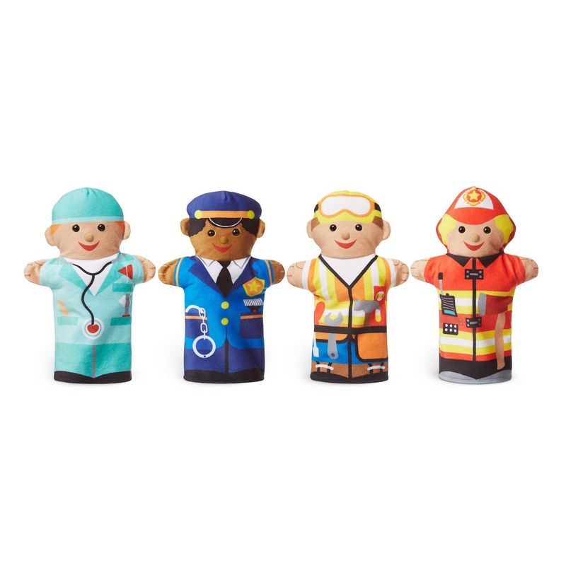 Melissa &#38; Doug Jolly Helpers Hand Puppets (Set of 4) - Construction Worker, Doctor, Police Officer, and Firefighter, 5 of 11