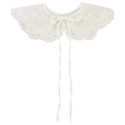 Elerevyo Women Lace Embroidery Knit Detachable Fake Peter Pan Collar Little Shawl for Blouse 1Pc