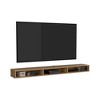 70.9" Wood TV Stand with Three Open Shelves and Slim Profile for Living Room and Bedroom - 4 of 4