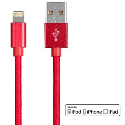 Monoprice Apple MFi Certified Lightning to USB Charge & Sync Cable - 6 Feet - Red - Palette Series