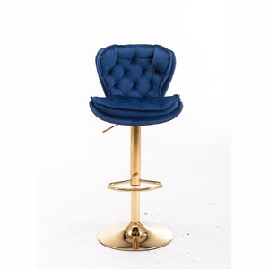 OUTSUPPLY Set of 2 Adjustable Swivel Bar Stools, Velvet Upholstery with Chrome Footrest & Golden Base, Counter Height Kitchen Island Stools - 1 of 4