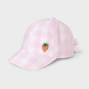 Baby Girls' Gingham Baseball Hat - Cat & Jack™ Pink - 1 of 3