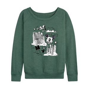 Women's - Disney - Mickey Mouse Lightweight French Terry Wide Neck Long Sleeve Shirt - 1 of 4