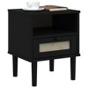 vidaXL Bedside Cabinet SENJA Rattan Look Black 15.7 in.x13.8 in.x18.9 in. Solid Wood Pine - 3 of 4