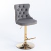 VYNXARIA Golden Swivel Velvet Barstools Adjusatble Seat Height from 25-33 Inch, Modern Upholstered Bar Stools,Gray,Set of 2 - 3 of 4