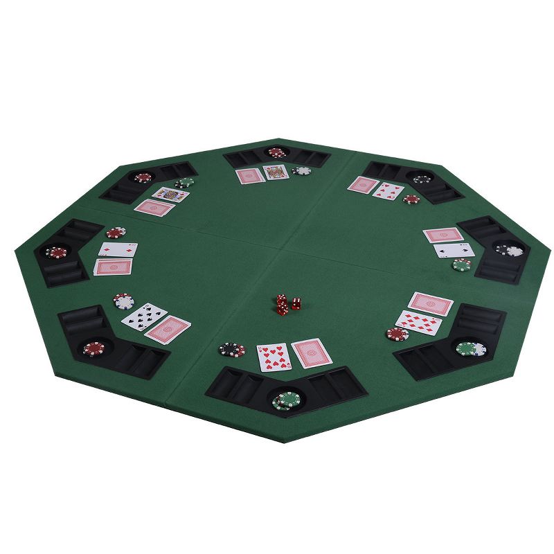 Costway 48" Green Octagon 8 Player Four Fold Folding Poker Table Top & Carrying Case, 2 of 8