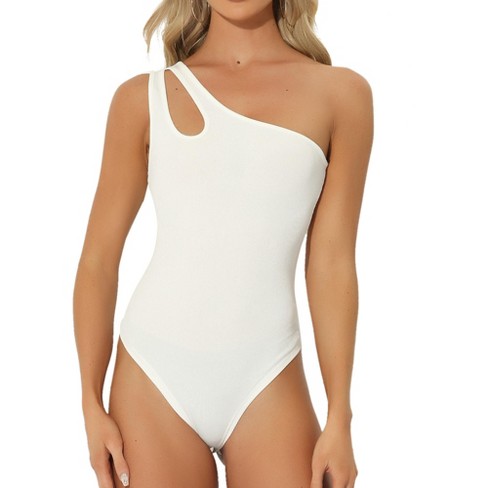 Allegra K Women's Square Neck Leotard Jumpsuit Shapewear Tummy Control Slimming  Long Sleeve Full Bodysuit White L : Target