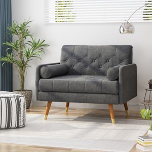 Coolbibila-Smooth Upholstered Accent Chair With Mid-Century Design, Club Chairs With Two Matching Pillows, 38 Inch Long Chair For Indoor - 1 of 4