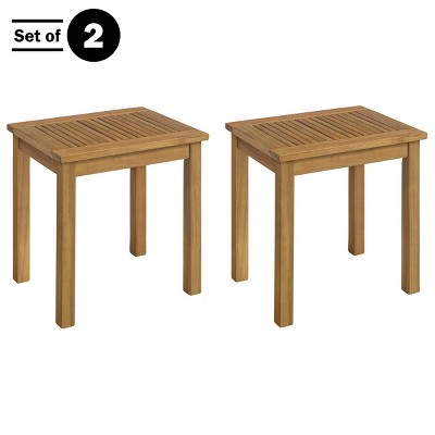 Okemo Natural Acacia Wood Outdoor End Table Set