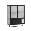 DOMETOUR 23.62" Glass Doors Modern Two-door Wall Cabinet with Open Shelf and Towel Rack for Entryway Living Room Bathroom Dining Room - 3 of 4