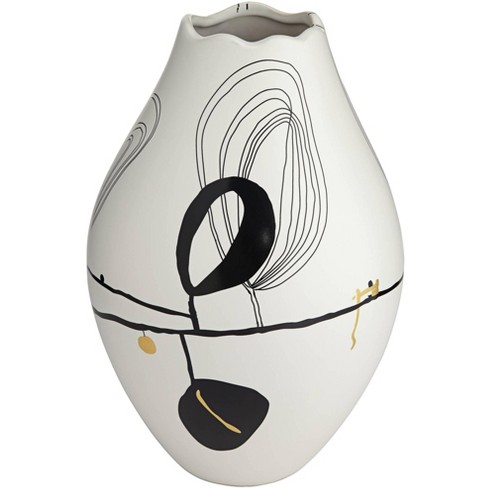 Dahlia Studios Tribeca 12 1/2" High Matte White Decorative Graphic Vase - image 1 of 4