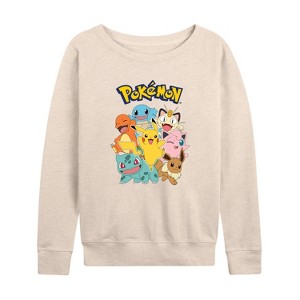 Women's - Pokémon - Pokémon Character Group Lightweight French Terry Wide Neck Long Sleeve Shirt - 1 of 4