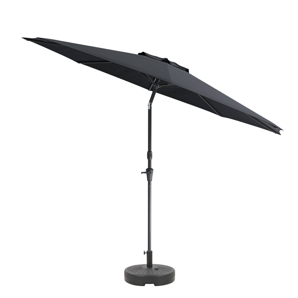 Photos - Parasol CorLiving 10' x 10' UV and Wind Resistant Tilting Market Patio Umbrella with Base Bl 