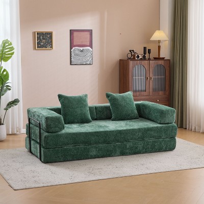NicBex Convertible Folding Upholstered Floor Sofa Bed with Metal Stand,Oversized Futon Couch Sleeper Sofa for Living Room,Bedroom
