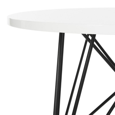 24" Transitional White Wood & Metal Round End Table