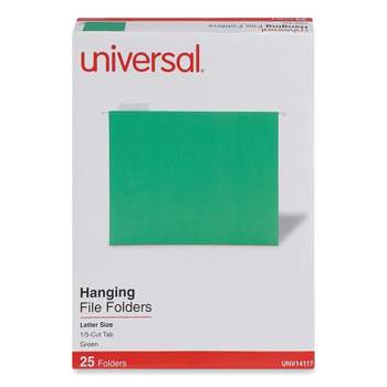 UNIVERSAL Hanging File Folders 1/5 Tab 11 Point Stock Letter Green 25/Box 14117