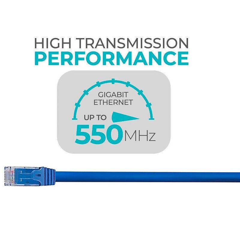Monoprice Cat6 Ethernet Patch Cable - 2 Feet - Blue | Network Internet Cord - RJ45, Stranded, 550Mhz, UTP, Pure Bare Copper Wire, 24AWG - Flexboot, 2 of 7