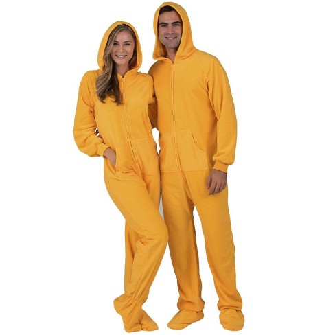 Footed Pajamas - Creamsicle Adult Hoodie Fleece Onesie - Adult - XSmall  (Fits 5'2 - 5'4)