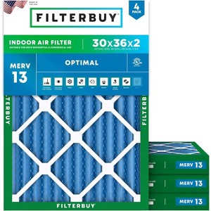 Filterbuy 30x36x2 Air Filter (4-Pack), Pleated MERV 13 Health Defense Replacement HVAC AC Furnace Filters (Actual Size: 29.81 x 35.81 x 1.75) - 1 of 4